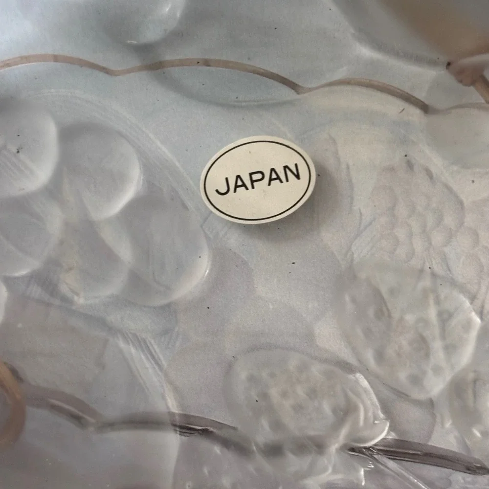 NEW Vintage WP&G Clear Frosted Glass Fruit Delight Basket Japan Scalloped Edges